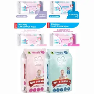 MITU Baby Wipes Tisu Basah Ganti Popok 50's Buy 1 Free 1 (1-2-3-4-5-6) Pack WETKINS | MITU Baby Wipes Tisu Basah Ganti Popok 50's Buy 1 Free 1