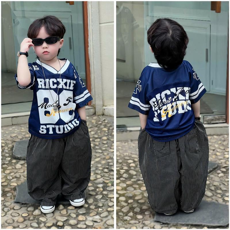  Ricxie-kids Áo Thun Lưới Số 88 Ricxie Kids Cho Bé Trai Và Bé Gái Form Boxy Màu Xanh Than Size 1-4 Thoáng Mát Phù Hợp Cho Bé Từ 10-40kg Chất Liệu Lưới Hiện Đại 