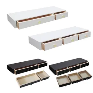 Dections Rak Dinding Ambalan Gantung Minimalis Meja Rias Kosmetik Tempel 60x20cm Kayu Berkualitas Modern Trend dengan 2 atau 3 Laci Fungsional dan Kokoh