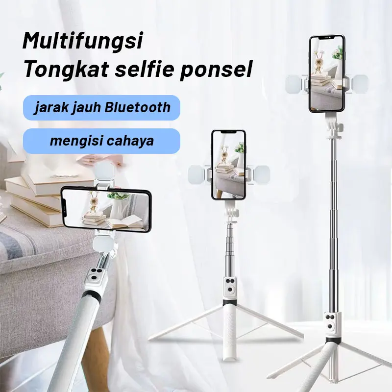 Trbest A12 170cm Tripod Tongsis Selfie Stick Lampu LED Besar Dengan 7 Tombol Remote Bluetooth HP Holder Tripod Portable 2