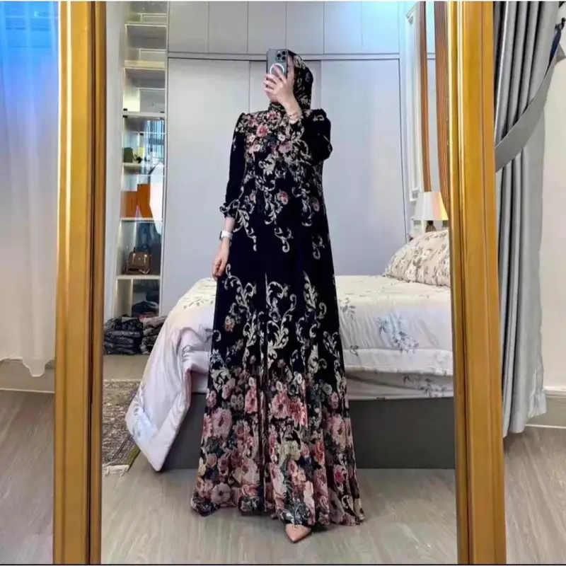 Gamis Set Hijab Rayon Premium | Gamis Hijab Terbaru | Dress Set Hijab | Gamis Viral Set Hijab Diamond 7