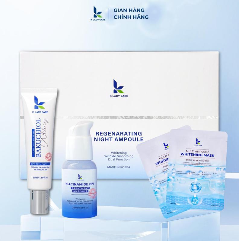Mua 1 Tặng 3: Set 6 Ống Tinh Chái Tái Tạo Tặng Kem chống nắng + serum nia 20% + 10 mặt nạ K Lady Care
