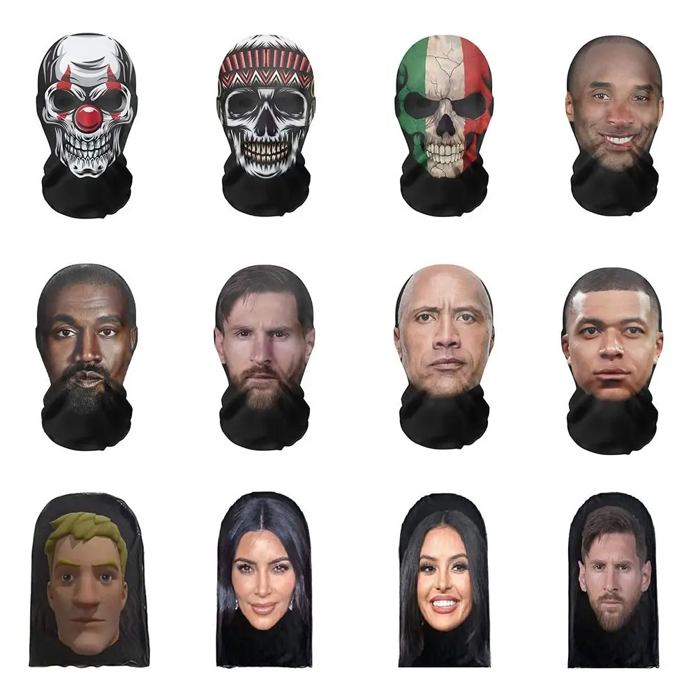 Practical Seamless Face Mask Funny Sunscreen Dust Head Cover Celebrity Face Riding Bandana Riding