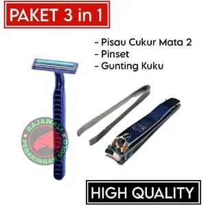 Paket Cukur Kumis Mata 2 Pinset Gunting Kuku Paket 3in1