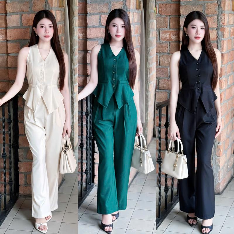 Set Thiết Kế Dành Cho Nữ B30 Áo Ghi Lê Phối Quần Xuông Sang Trọng Thanh Lịch Vải Lụa Hàn Đủ Size S M L XL XXL Màu Kem Xanh Đen Sang Trọng Thanh Lịch Nhận làm theo yêu cầu