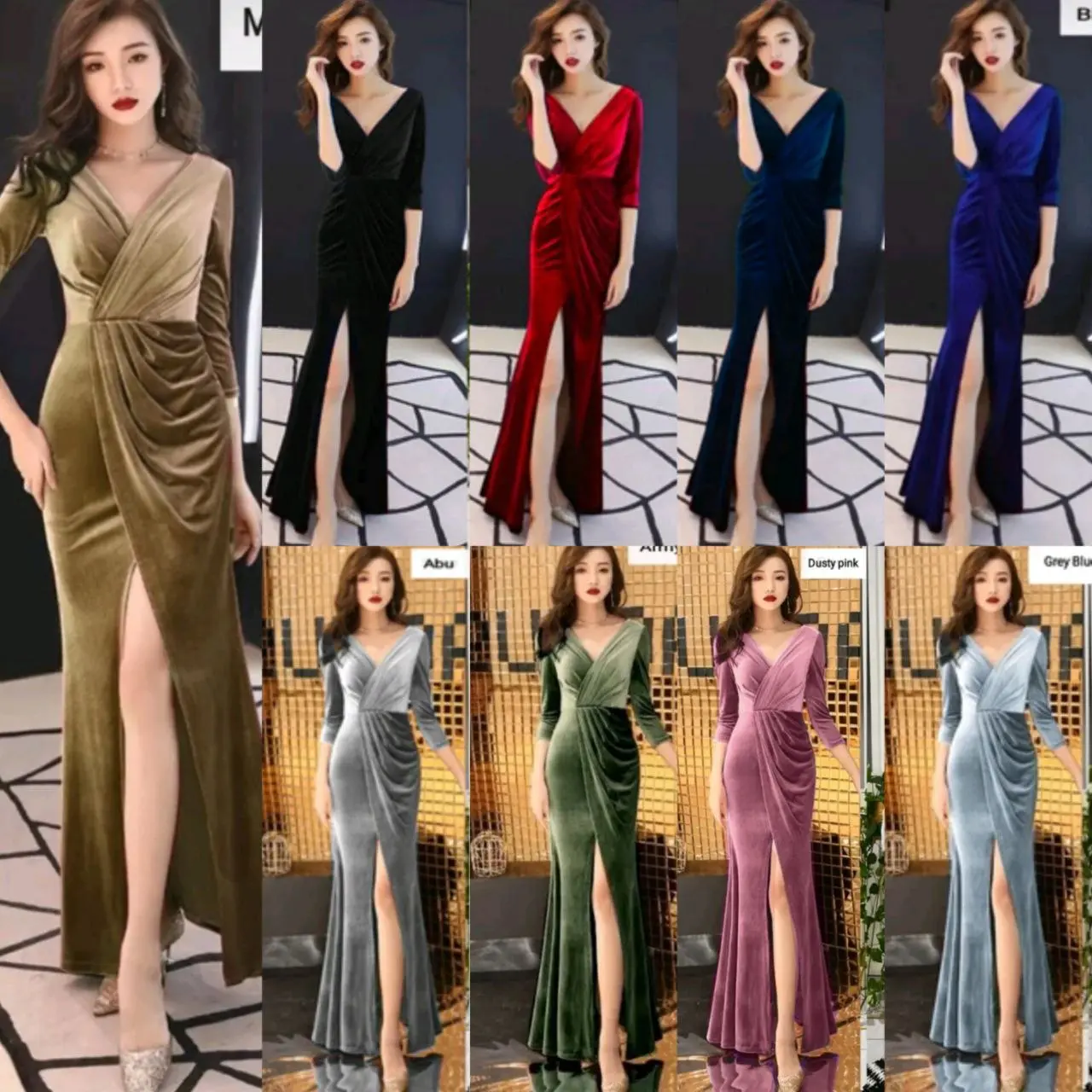 LONG PARTY DRESS BLUDRU DIMITY SIZE M-XL / MAXI DRESS / DRESS PESTA / ELEGANT DRESS / DRESS KONDANGAN SEXY / PAKAIAN WANITA KOREA STYLE / SERAGAM NIKAHAN / EVENING DRESS / GAUN MALAM BEST SELLER