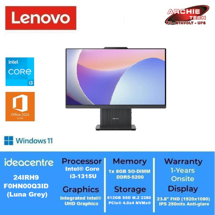 Jual AIO LENOVO IdeaCentre 24IRH9 F0HN00Q3ID Core i3 1315U 8GB 512GB ...