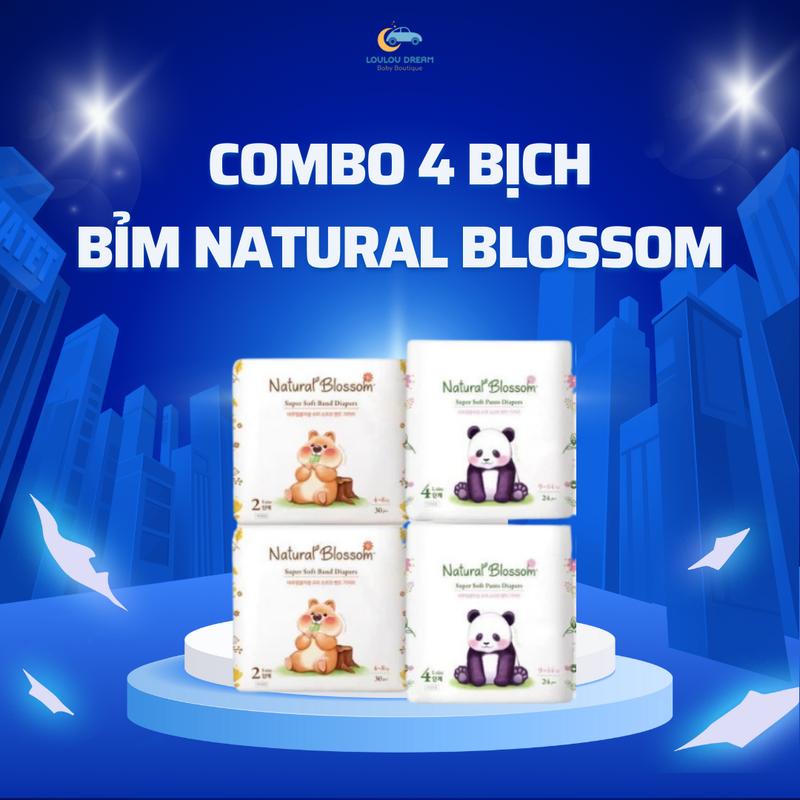   Ngọc Khánh Đây  Combo 4 bịch Bỉm dán Bỉm quần Natural Blossom Hàn Quốc 