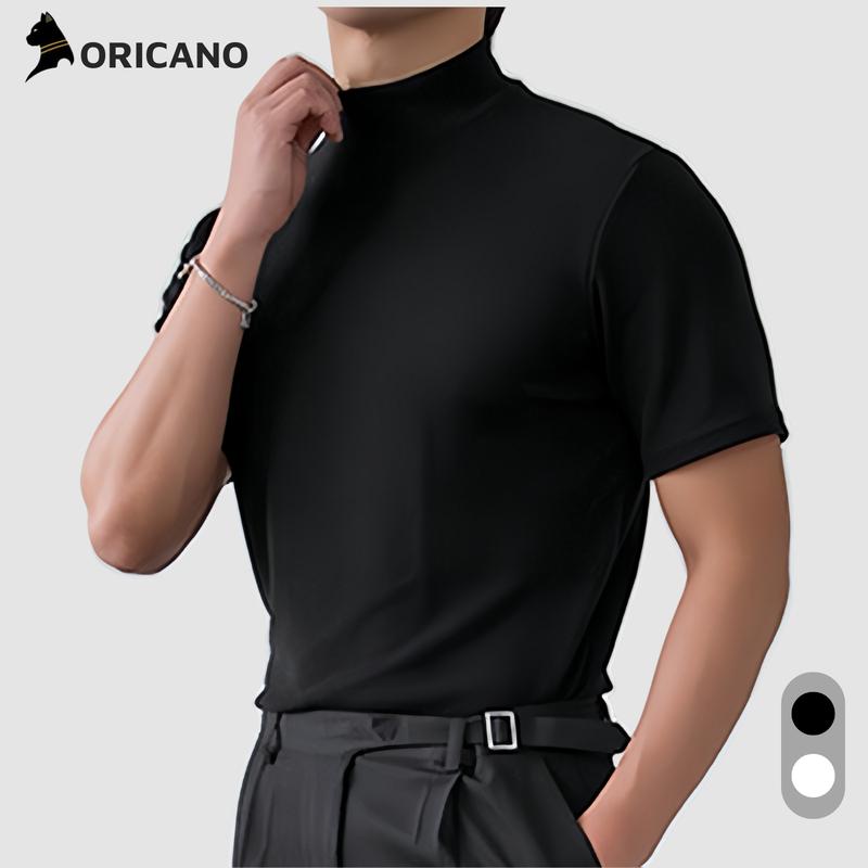 Áo Thể Thao Nam Đen Trắng Cao Cổ 3 Phân Cao Cấp Cộc Tay Co Giãn X12 Form Ôm Body Mặc Gym Đá Bóng Kết Hợp Chạy Bộ Top Tập Gym AT01