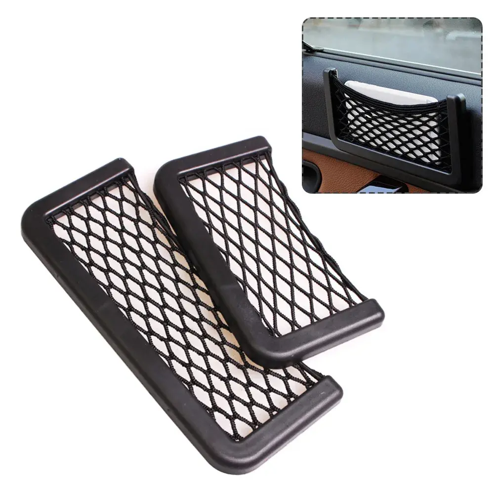 Lưới lưu trữ điện thoại di động trên ô tô, đa chức năng, kích thước lớn 15 * 8, có thể được sử dụng làm túi lưu trữ dán sáng tạo cho ô tô, kích thước 20 * 8