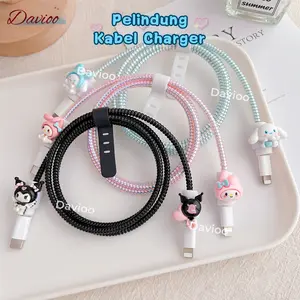 1 Set 4 Item Pelindung Kabel Charger Universal FOR Android&iPhone Dengan Motif Kartun