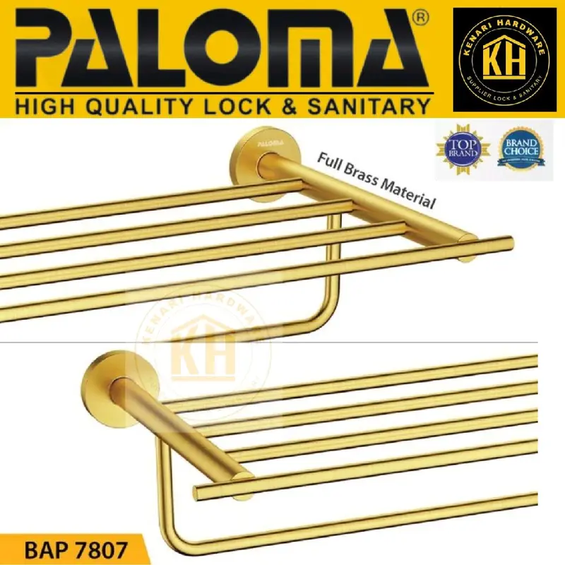 PALOMA BAP 7807 HANGER GANTUNGAN HANDUK BAJU KAMAR MANDI 600MM SATIN GOLD 1