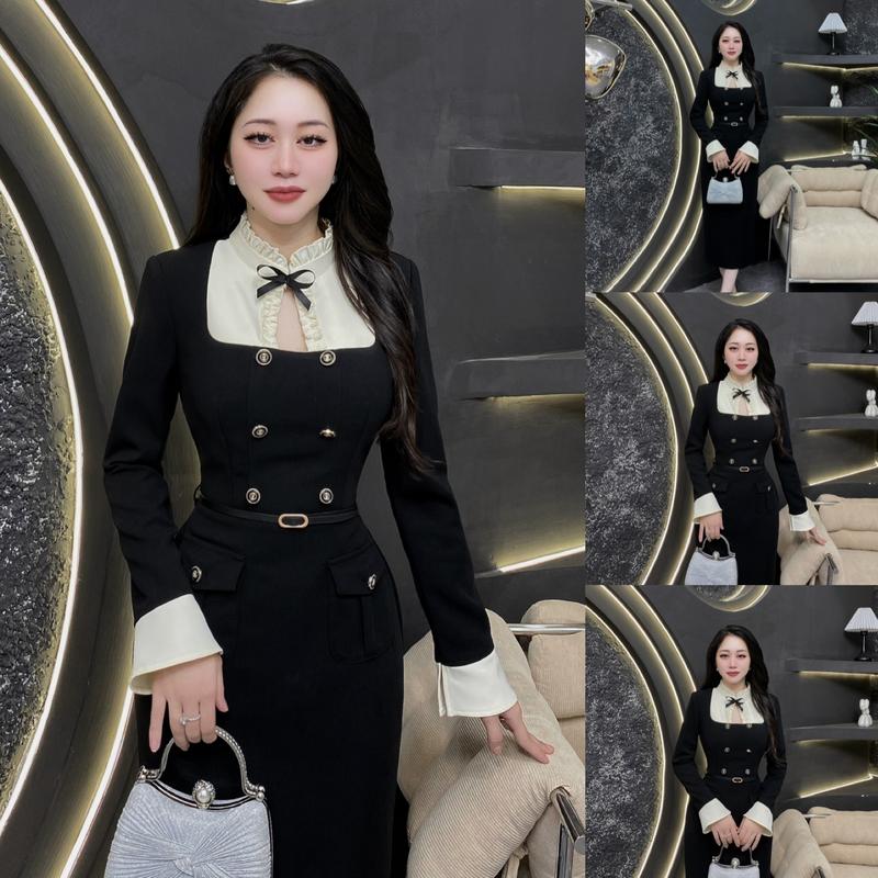 G74 - Váy Thiết Kế Evii dành cho nữ Đầm thiết kế cổ bèo khoét nhẹ trước ngực tặng kèm đai dáng bút chì xuông phù hợp đi làm đi chơi và đi dự tiệc. Có Bigsize Women Dress