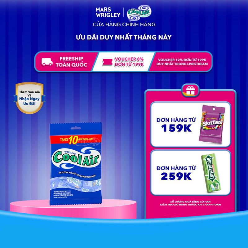   100 viên tặng 10 viên  Kẹo Sing-Gum Cool Air Hương Bạc Hà-Khuynh Diệp 