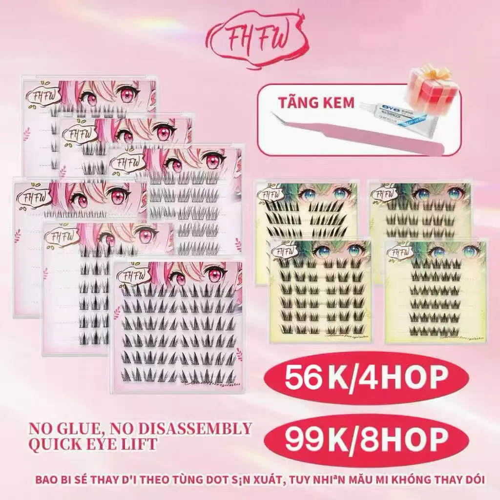 【56 k 4 Hộp】【99 k 8 Hộp】【Hơn 4 hộp TẶNG NHÍP + KEO】 Mi Giả Tự Dính  có keo , Mi Cong Tự Nhiên, Chống Nước 24H, Dáng Hàn Quốc, Combo 4 Đôi Tặng Keo & Nhíp, Bao Bì Cao Cấp - Dành Cho Mắt Một Mí