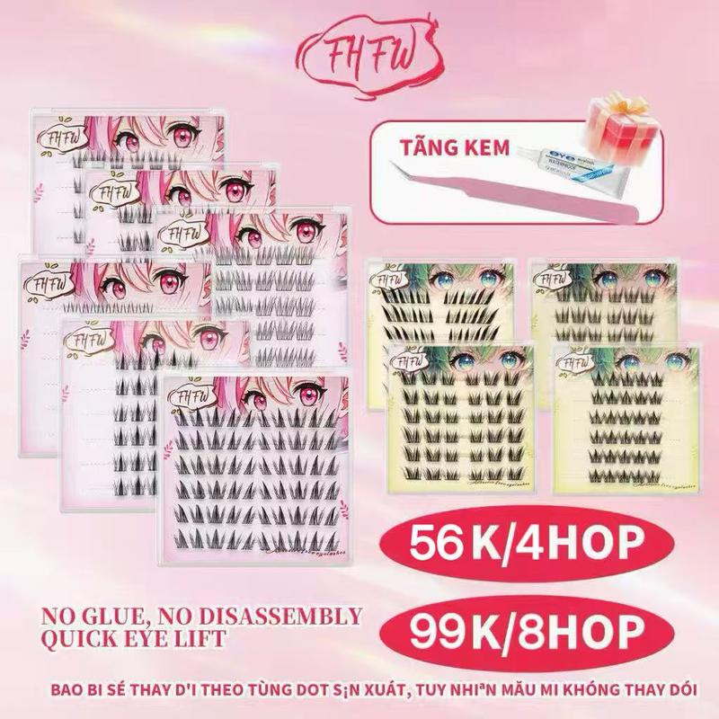 【56 k 4 Hộp】【99 k 8 Hộp】【Hơn 4 hộp TẶNG NHÍP + KEO】 Mi Giả Tự Dính  có keo , Mi Cong Tự Nhiên, Chống Nước 24H, Dáng Hàn Quốc, Combo 4 Đôi Tặng Keo & Nhíp, Bao Bì Cao Cấp - Dành Cho Mắt Một Mí