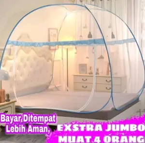 KELAMBU LIPAT KELAMBU TENDA ORIGINAL KELAMBU JUMBO PERLENGKAPAN KAMAR Ritsleting Pencegahan Serangga Dapat Diputar Bisa Dicuci Biru Hijau  Merah  Putih Hitam Pink Kain