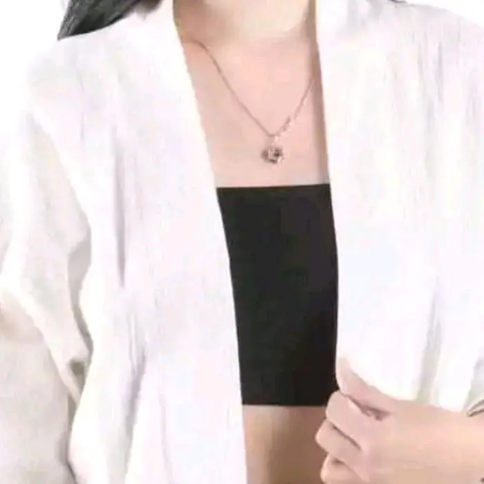 LUWY Outer Wanita OOTD - Outwear  Crop Linen Crinkle Basic Cewek Terbaru Atasan Blazer Oversize 5