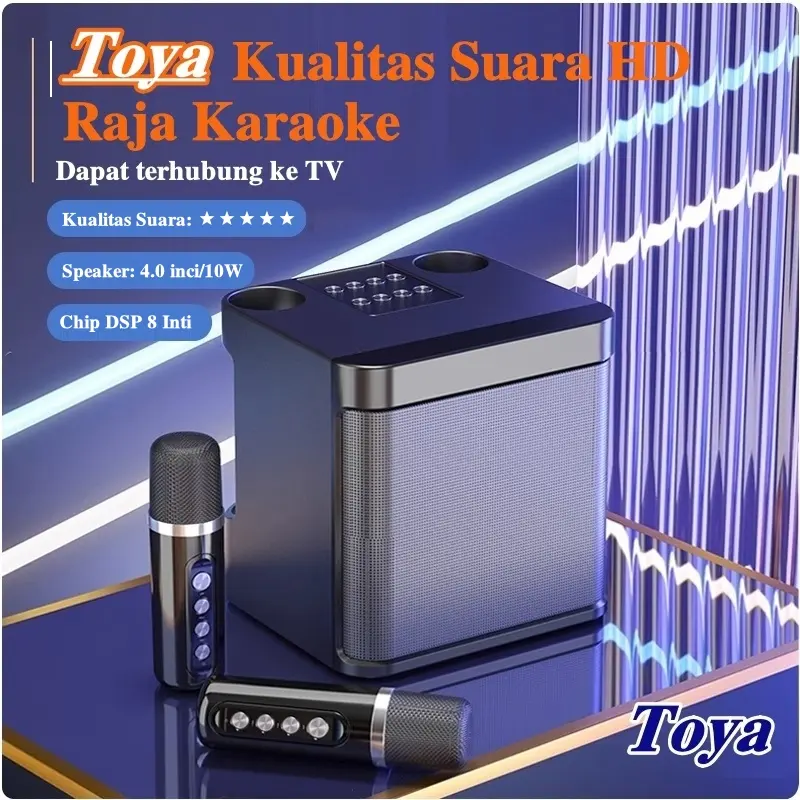 TOYA Speaker Bluetooth Karaoke MIC Wireless Microphone Bluetooth Speaker  Portable Stereo Black-203