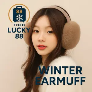 MOLAD Earmuff Fur New Bulu Hangat Halus Penghangat Telinga Kuping Winter Musim Dingin Import Unisex Adjustable Diameter 13cm Toko Lucky 88 Perlengkapan Musim Dingin