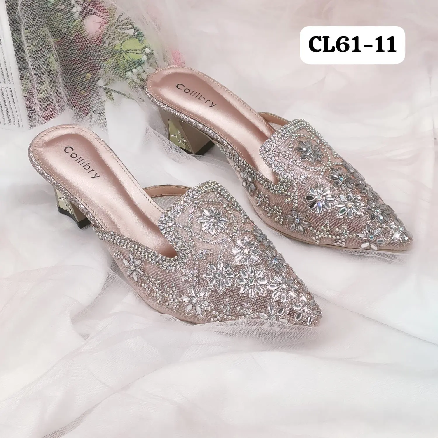SENDAL PESTA HWASA NEW MODEL HAK BORDIR BUNGA 71-11