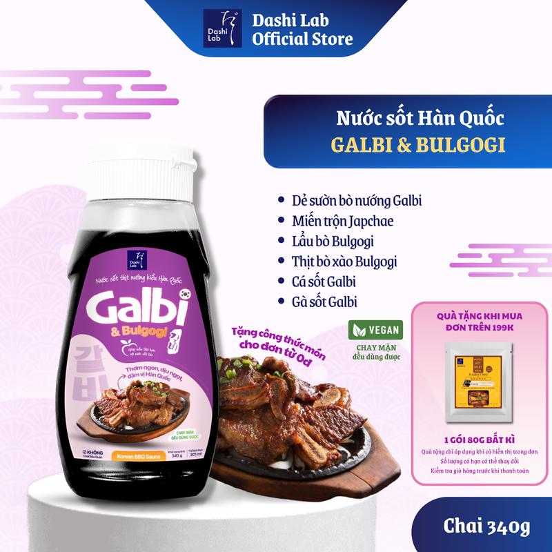Nước Sốt Galbi&Bulgogi Hàn Quốc Dashi Lab Gia Vị Ướp Thịt Nướng, Kết hợp nước Tương lên men tự nhiên, mirin và Nước sốt táo Dùng Cho Các Món Hàn Chai 340g