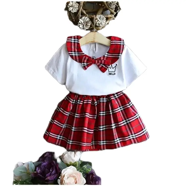 Setelan Mini Dress Anak Perempuan Fashion - Baju Anak 1-5 Tahun - Rok Katun- Hitam/Putih - Size 2-6