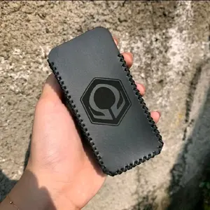 Case Kulit Hexom Sleeve Hitam Motif Logo Hex Kerajinan Tangan