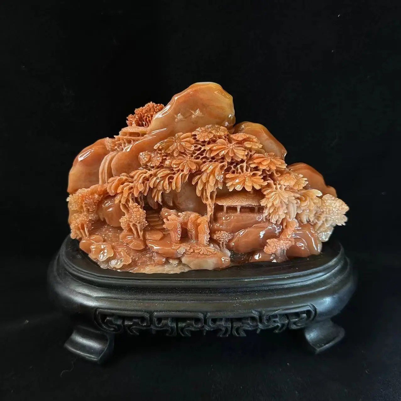 A lotus landscape ornament Shoushan stone ornament Chinese traditional culture collection