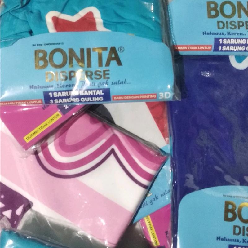 SET BONITA (1SARUNG BANTAL+1SARUNG GULING)HALUS LEMBUT TIDAK LUNTUR WARNA RANDOM 0