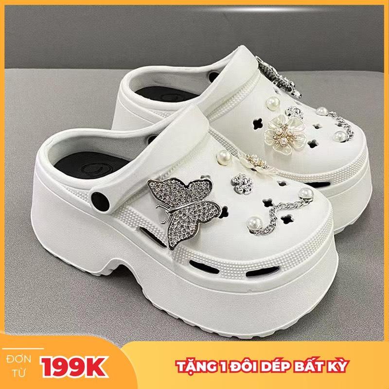 DÉP SỤC CROS ĐẾ CAO 9 CM QUAI HẬU NHIỀU MÀU BASIC CHỐNG TRƠN TRƯỢT Nữ DéP Màu Đen Trắng Size 35-40 Chất Liệu Nhựa EVA Siêu Nhẹ Bền Thoáng Chân