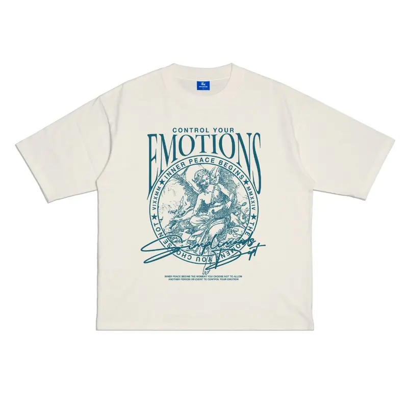 SimpliMoods Boxy Fit Tshirt - Baju Kaos Skena Distro Pria dan Wanita Cream Ivory Casual Stylish 0