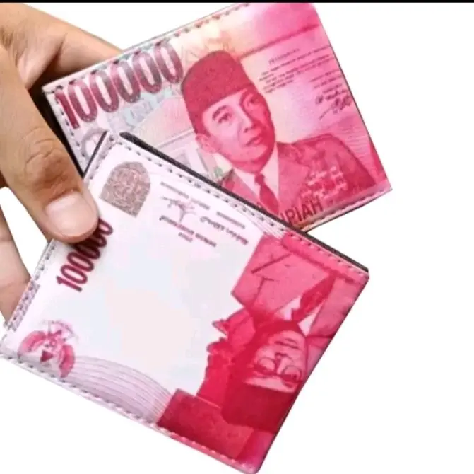 Dompet lipat karakter uang/Dompet kartu FREE BOX Pria Kulit 0