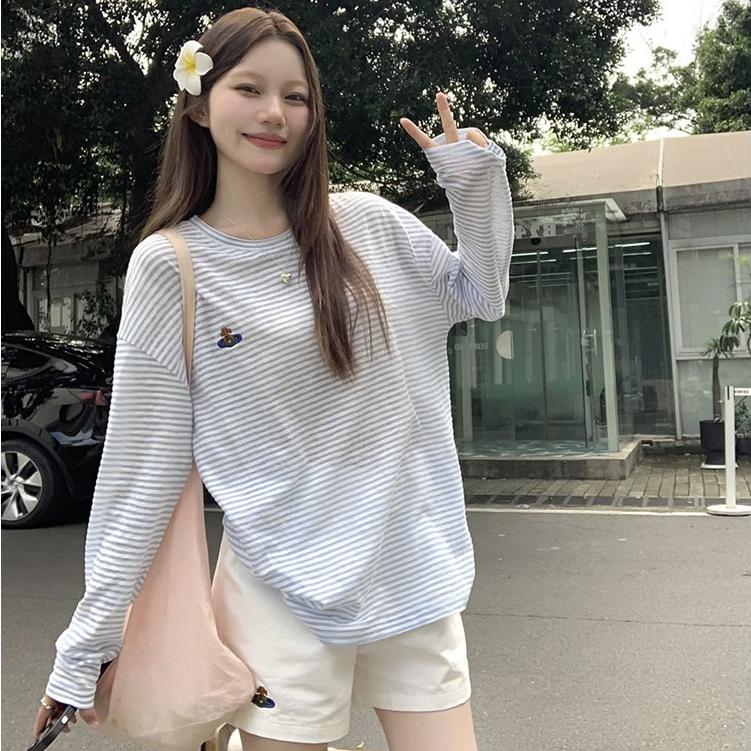 Áo Thun Sọc Tay Dài Nữ chất cotton xược mềm mại, thoáng mát - NEONVN áo thun dài tay nữ chất xược sọc ngang hàn