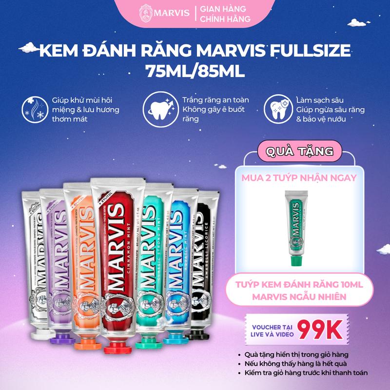 Kem đánh răng Marvis Toothpaste tất cả các loại 75/85ML Hỗ Trợ Làm Trắng Răng Thơm Miệng Dài Lâu - [IH]