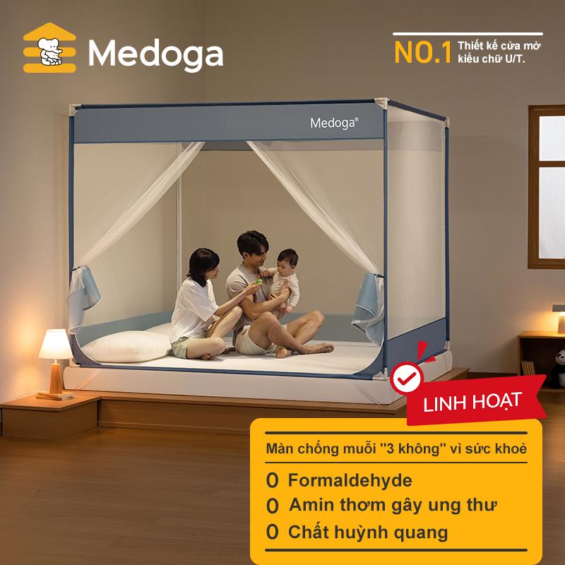 [CƠ BẢN] Mùng Chống Ngã Medoga - Đai Thun 3cm | 1 Cửa T + 2 Cửa U | Đáy Mùng Phủ Kín Lưới | Mùng Khung Vuông | Chống Muỗi | Chắn Giường | Chống Ngã Giường | Không Khoan Tường | Chống Lật | Khung Sắt Chắc Chắn | Chất Liệu Vải An Toàn