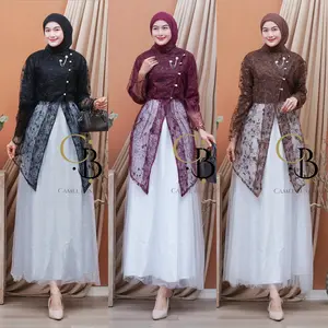 SAKURA Dress Lebaran 2026 Dress janggan Gaun Pesta Brukat Premium Rok Tutu Gamis Mewah Elegan Fre Bross
