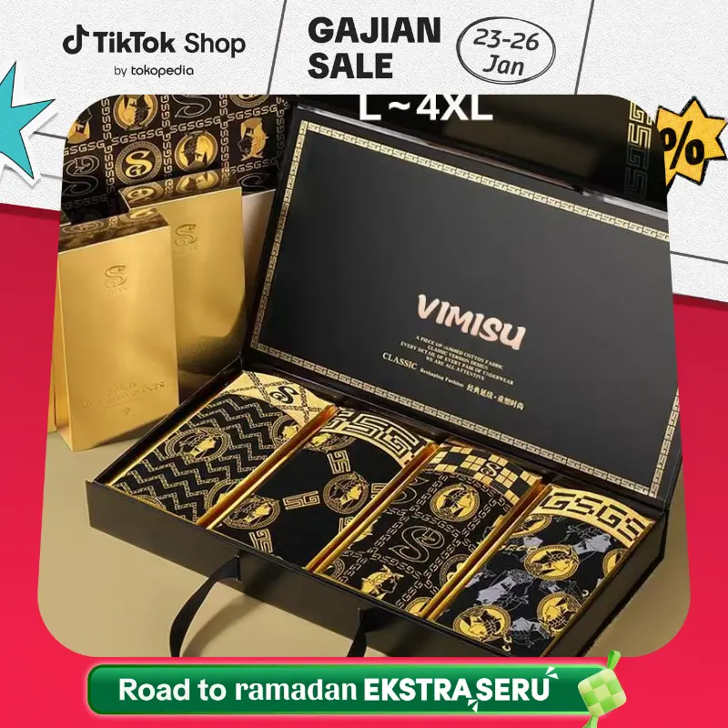 VIMISU Celana Dalam Pria Boxer Rajutan Kualitas Tinggi Anti Bakteri Bahan Seamless Nyaman Motif Karet Remaja Cowok CD Pria Katun Pendek Clarkarida Boxer Lembut 4PCS L-4XL Dewasa