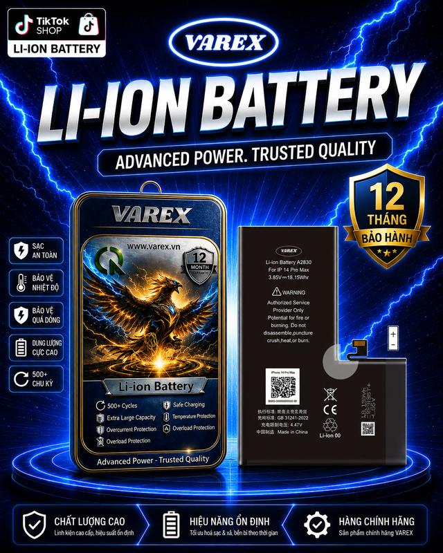 Pin Varex Iphone 14 Pro Max Dung Lượng Cao