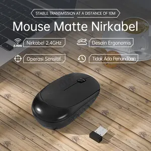 Mouse Nirkabel 2.4GHz, Desain Matte Ergonomis, Operasi Sensitif Tanpa Penundaan