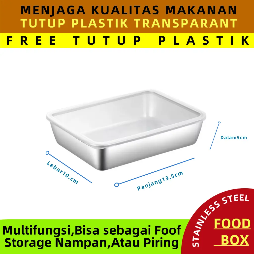 FOOD BOX STAINLESS / WADAH SAYURAN MAKANAN MULTIFUNGSI BAHAN STAINLESS - L13.cmx10.5x5
