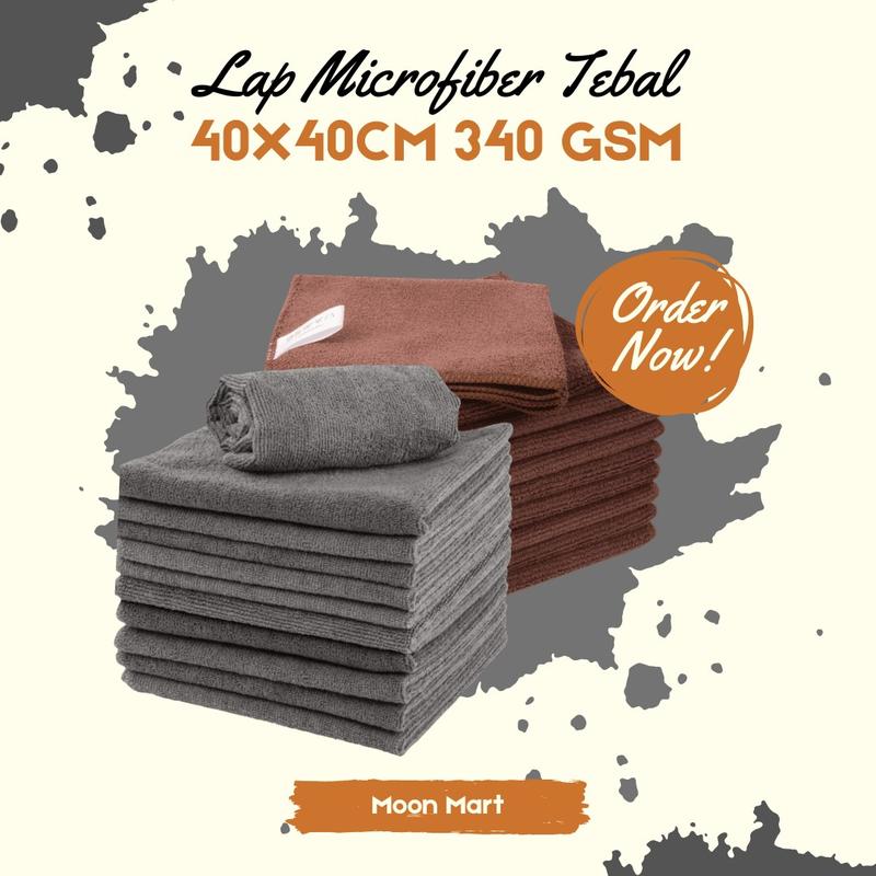 MoonMart - Kain Lap Microfiber Premium Tebal 340gsm 40x40cm 1