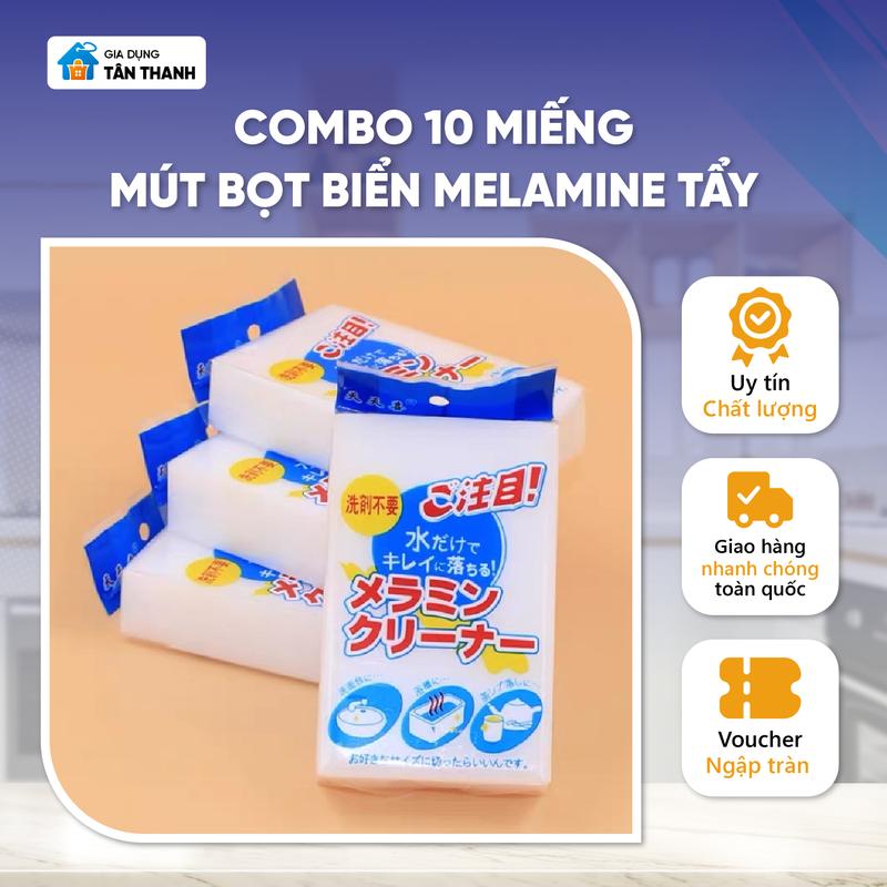  COMBO 10 Miếng Mút Bọt Biển Melamine Đa Năng - Tẩy Rửa Làm Sạch Nhà Bếp Phòng Tắm Đồ Gia Dụng Các Mặt Tường 