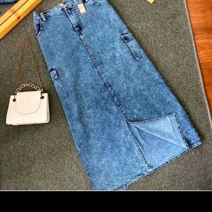 Rok Jeans Cargo Belah Depan Denim Kekinian#Panjang Kain 1