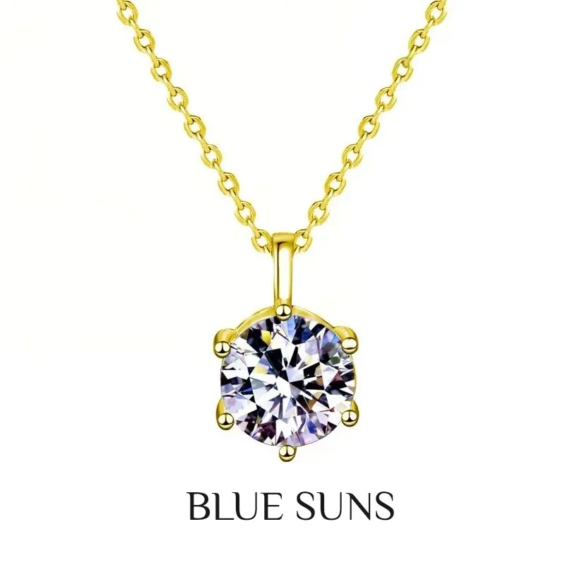 [925 Silver]Necklace Summer Sweat&Tarnish Resistant 18K gold 5CT Moissanite pendant Hypoallergenic Dainty Necklace for Women Fashionable and versatile jewelry