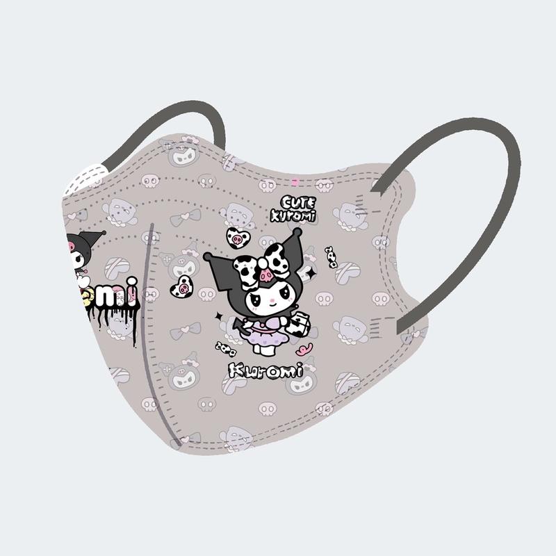 Product Introduction of 50 piece mask Kuromi series children's mask 4D three-dimensional facial mask cute cartoon 3-12 year old children's facial mask Kuromi children's facial mask disposable mask 19
