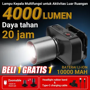 BUY 1 TAKE 1 SENTER KEPALA 4000 LUMEN | GARANSI 10 TAHUN | SENTER CAMPING HIKING PEKERJAAN | CAS TYPE-C TAHAN LAMA | COD
