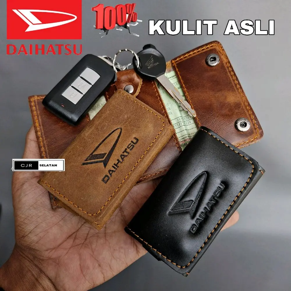 Dompet stnk logo daihatsu gantungan kunci mobil kulit asli