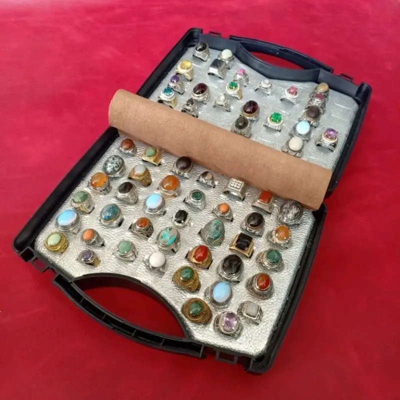Tas // koper // kotak cincin akik permata isi 78 pcs kulut asli 0