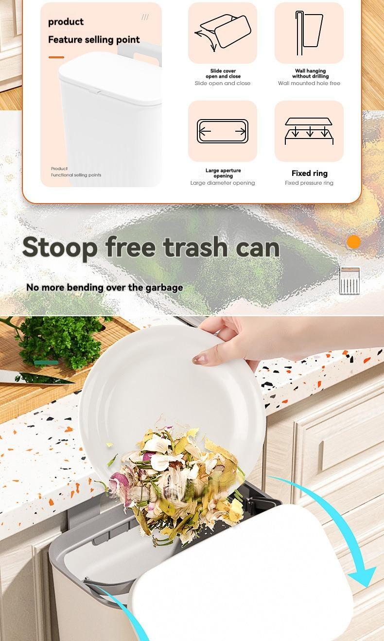 Product Introduction of SG New Design Wall-Mounted F Kitchen Bathroom Large Capacity rubbish bin rubbish bag trash bin dust bin with lid 2